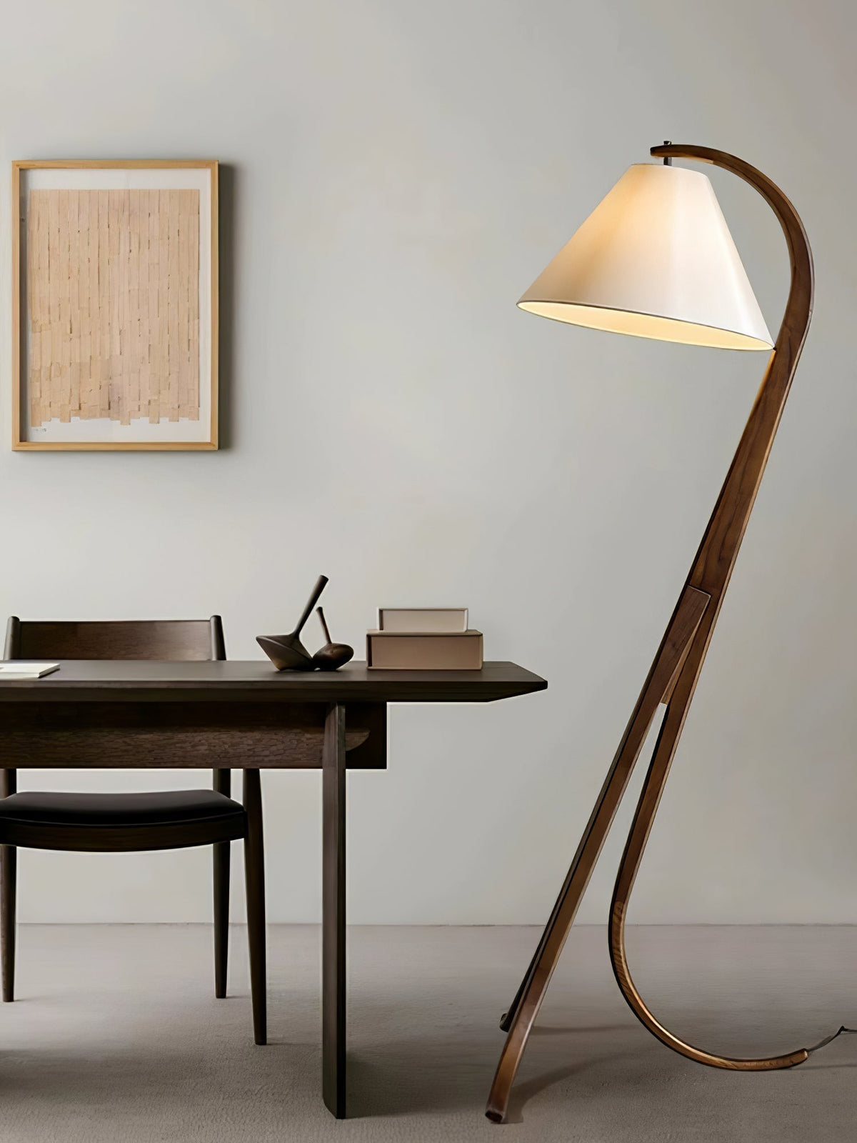 Udorila Curved Wood Floor Lamp