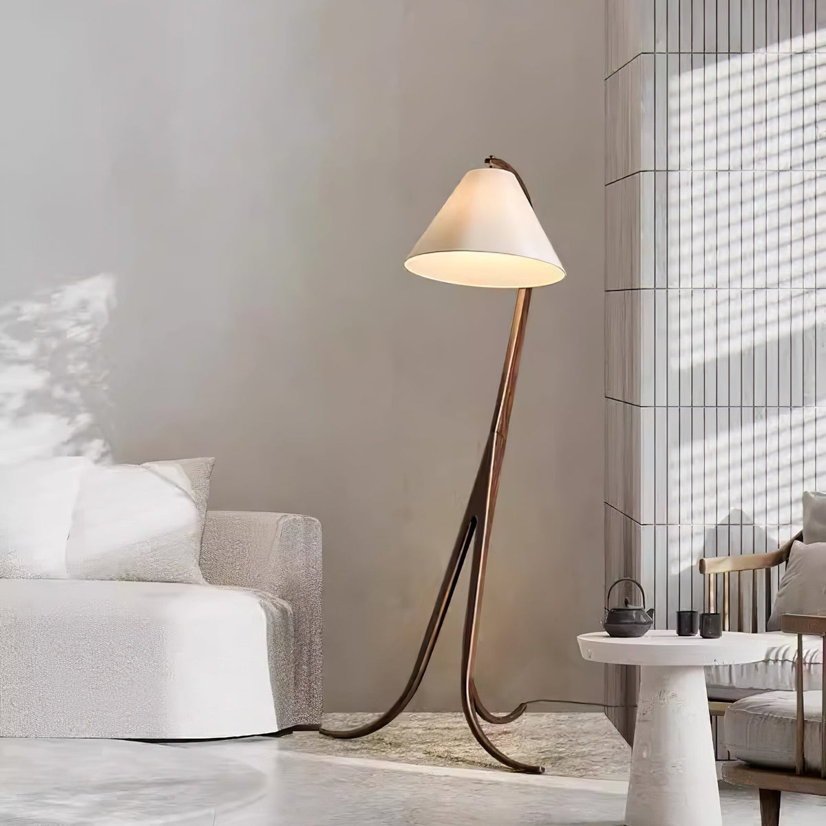 Udorila Curved Wood Floor Lamp