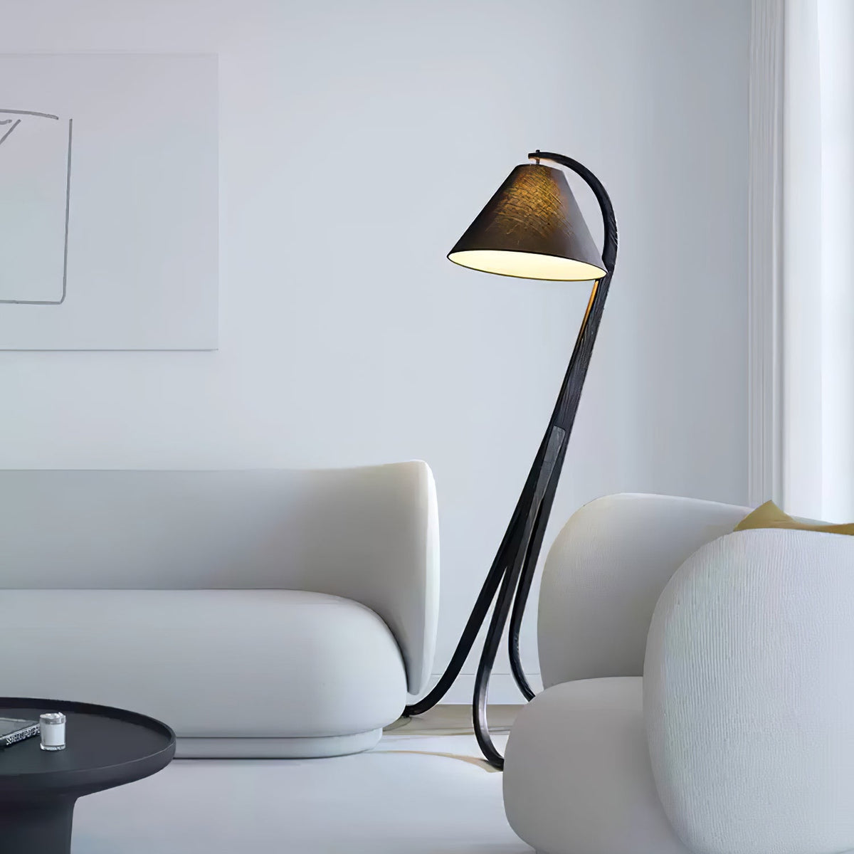 Udorila Curved Wood Floor Lamp