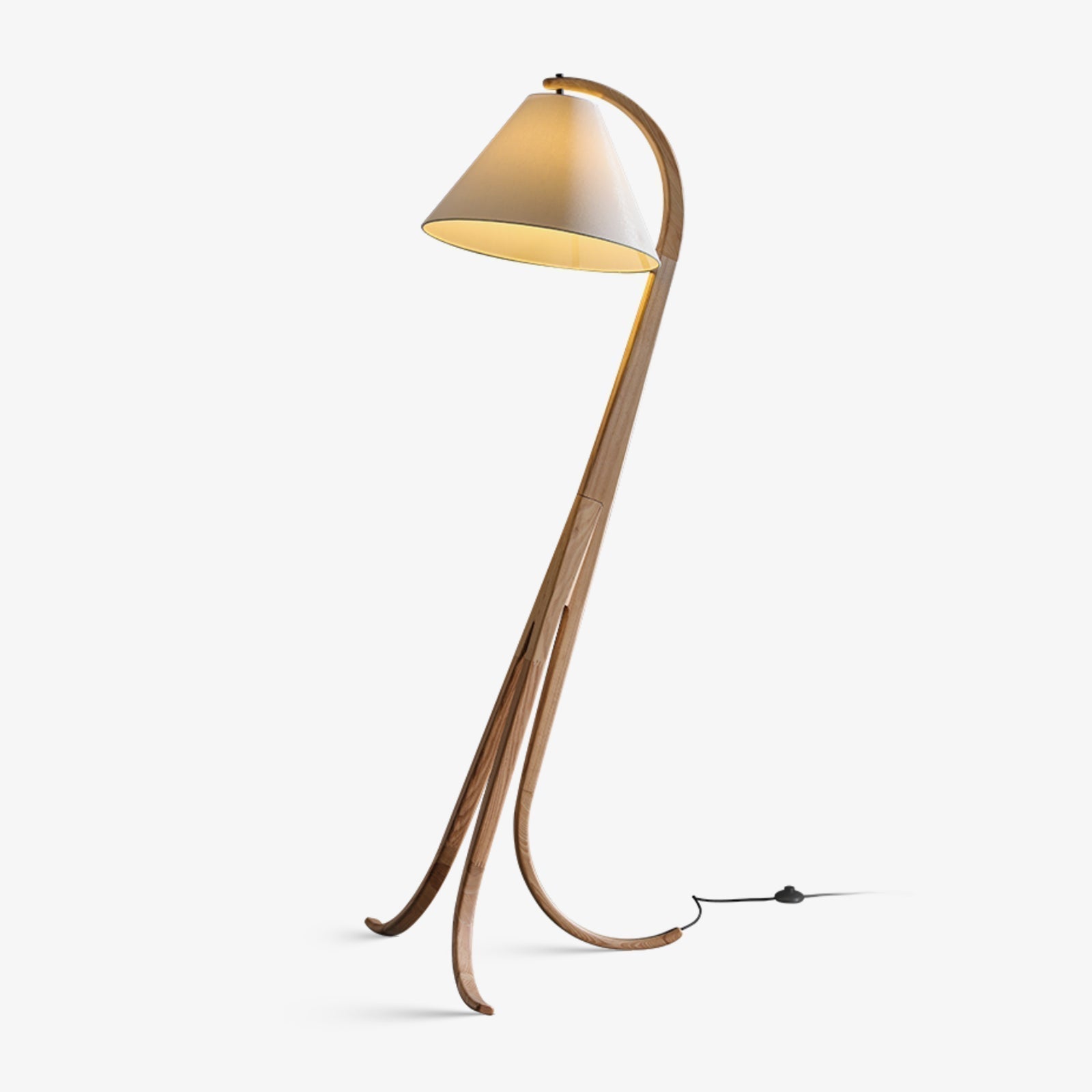 Udorila Curved Wood Floor Lamp