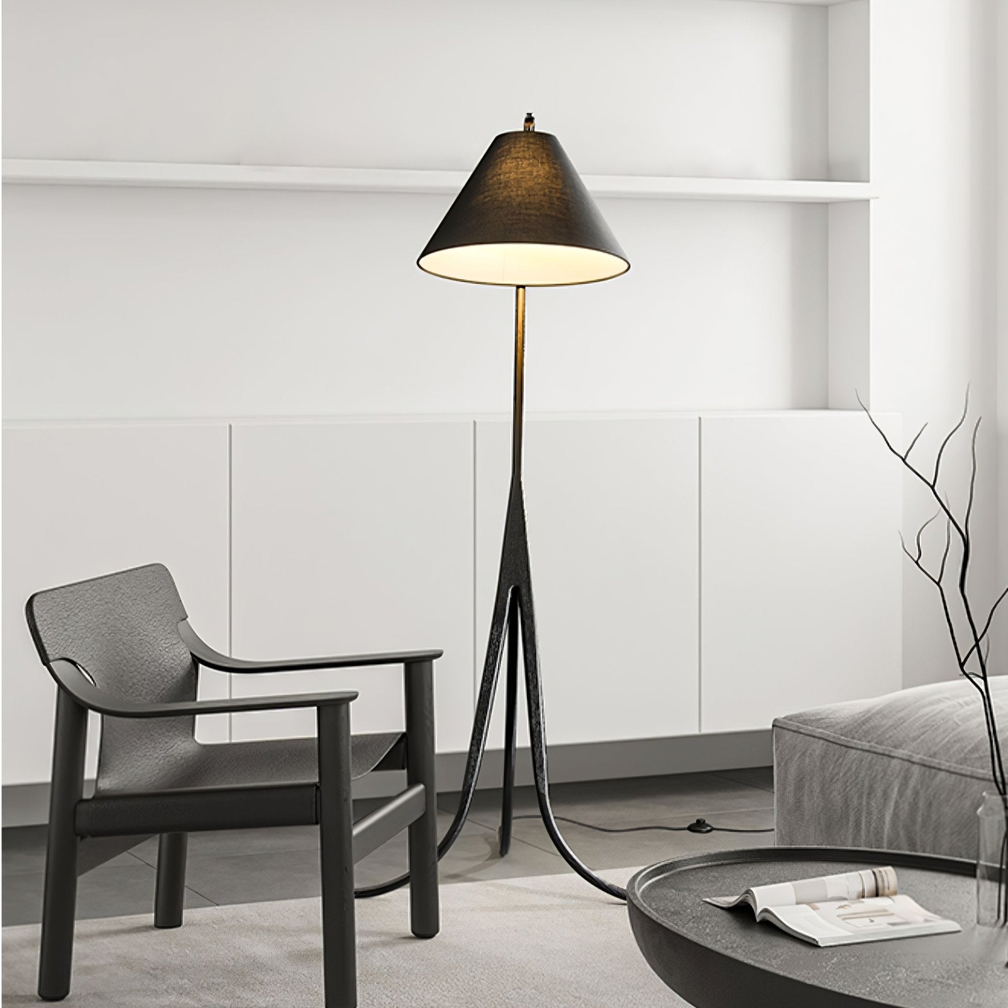 Udorila Curved Wood Floor Lamp