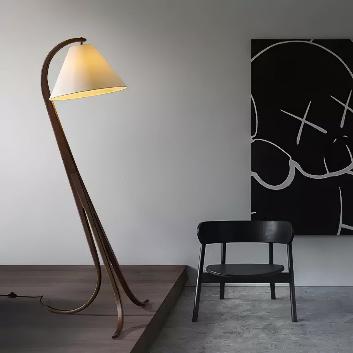 Udorila Curved Wood Floor Lamp