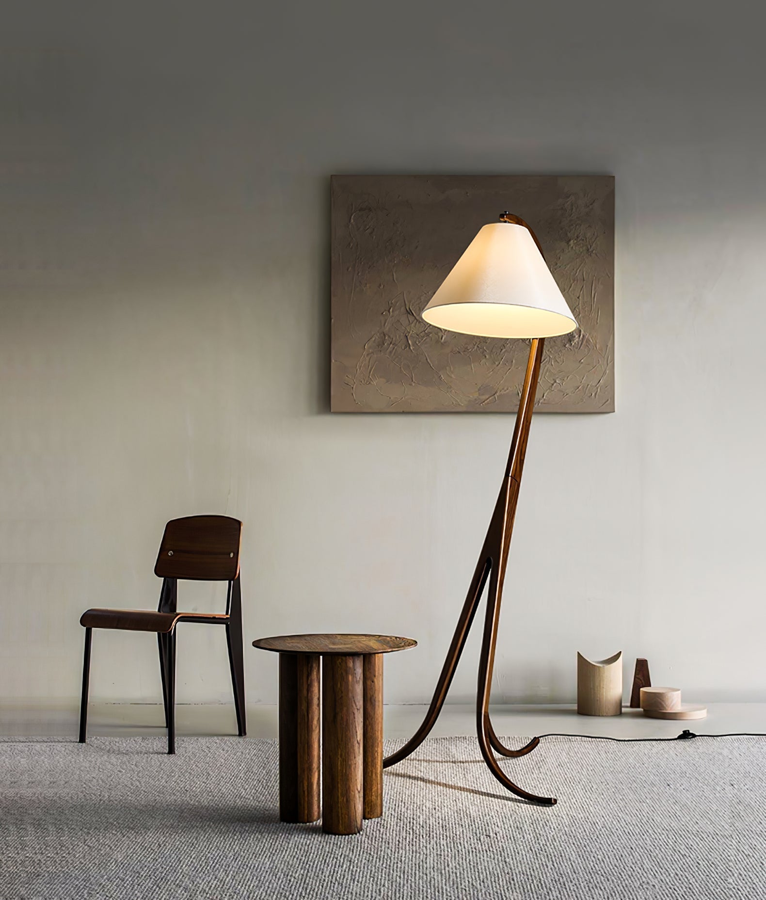 Udorila Curved Wood Floor Lamp