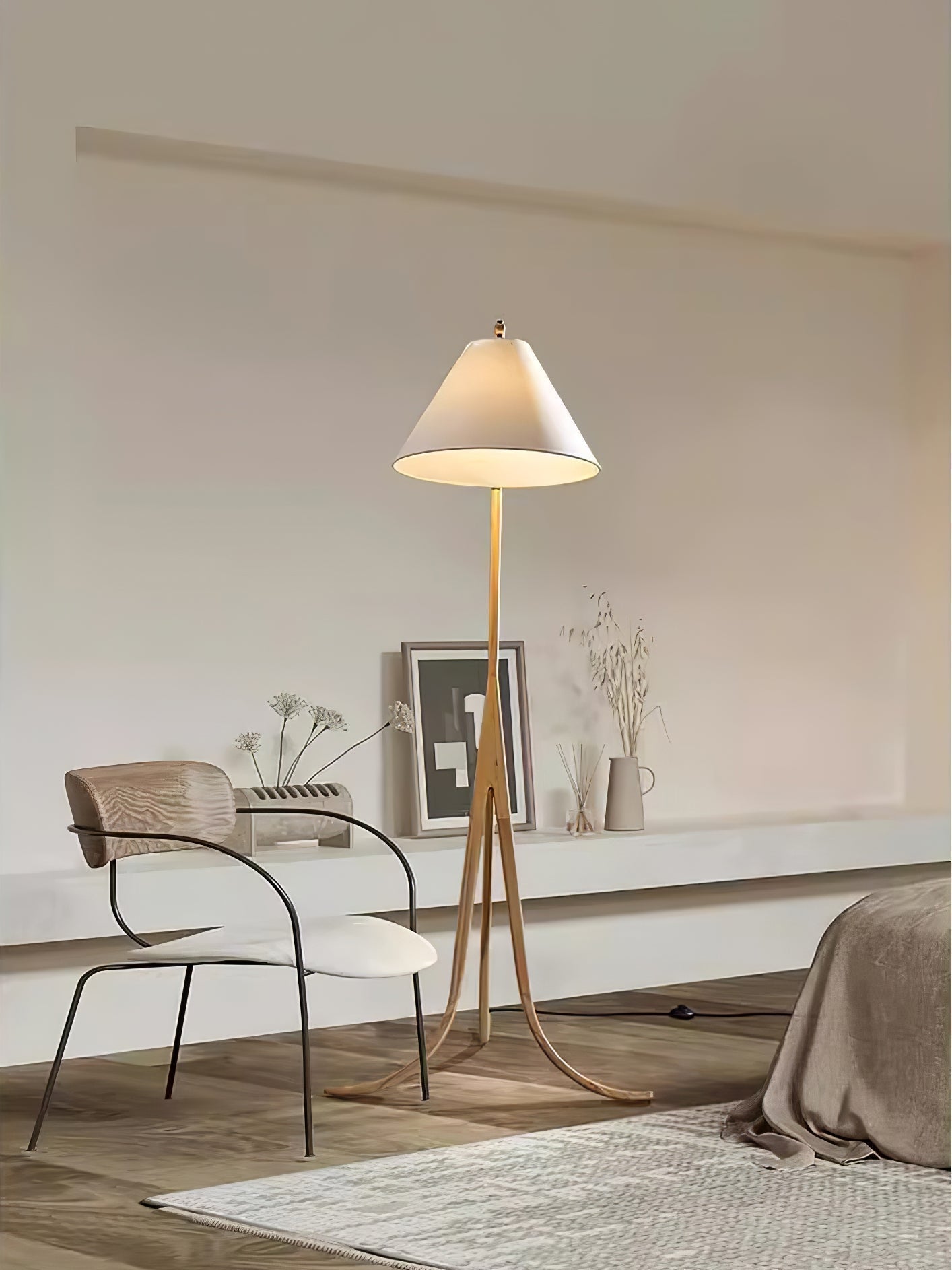 Udorila Curved Wood Floor Lamp