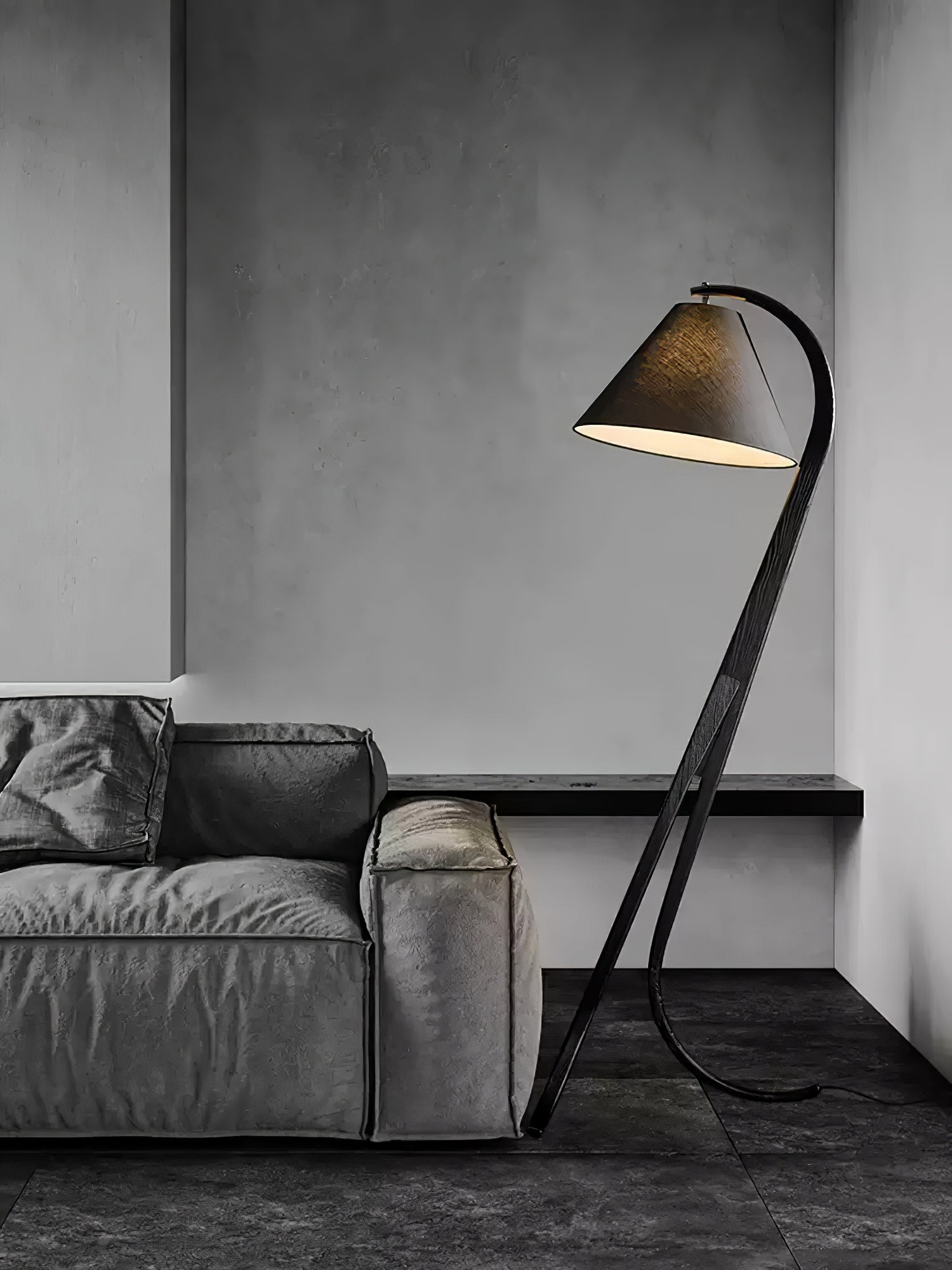 Udorila Curved Wood Floor Lamp
