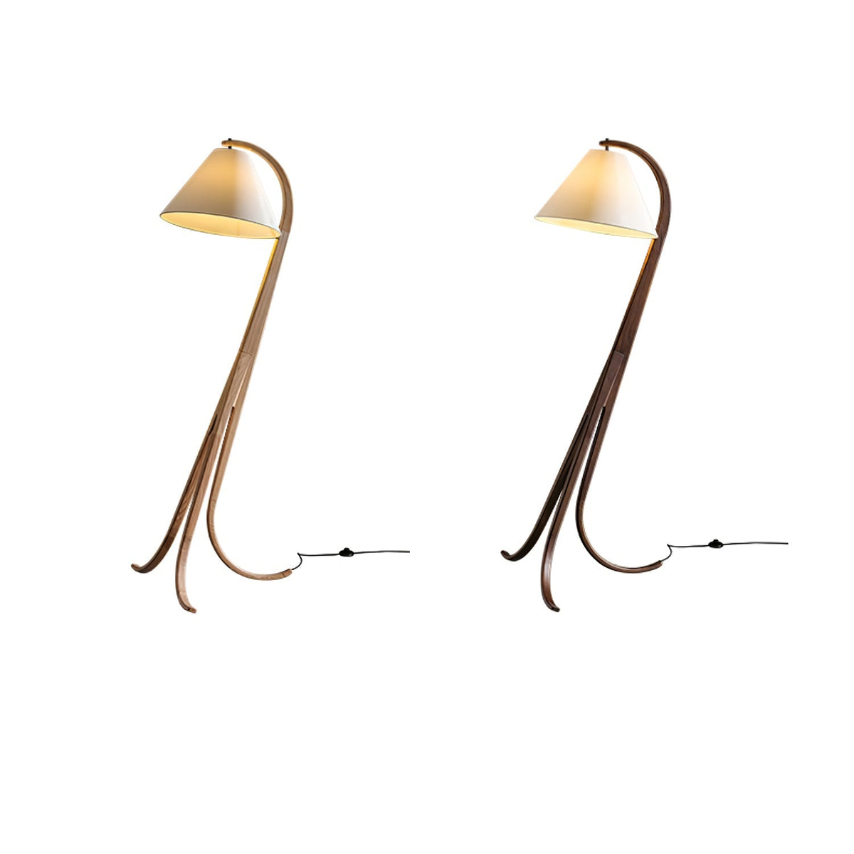 Udorila Curved Wood Floor Lamp