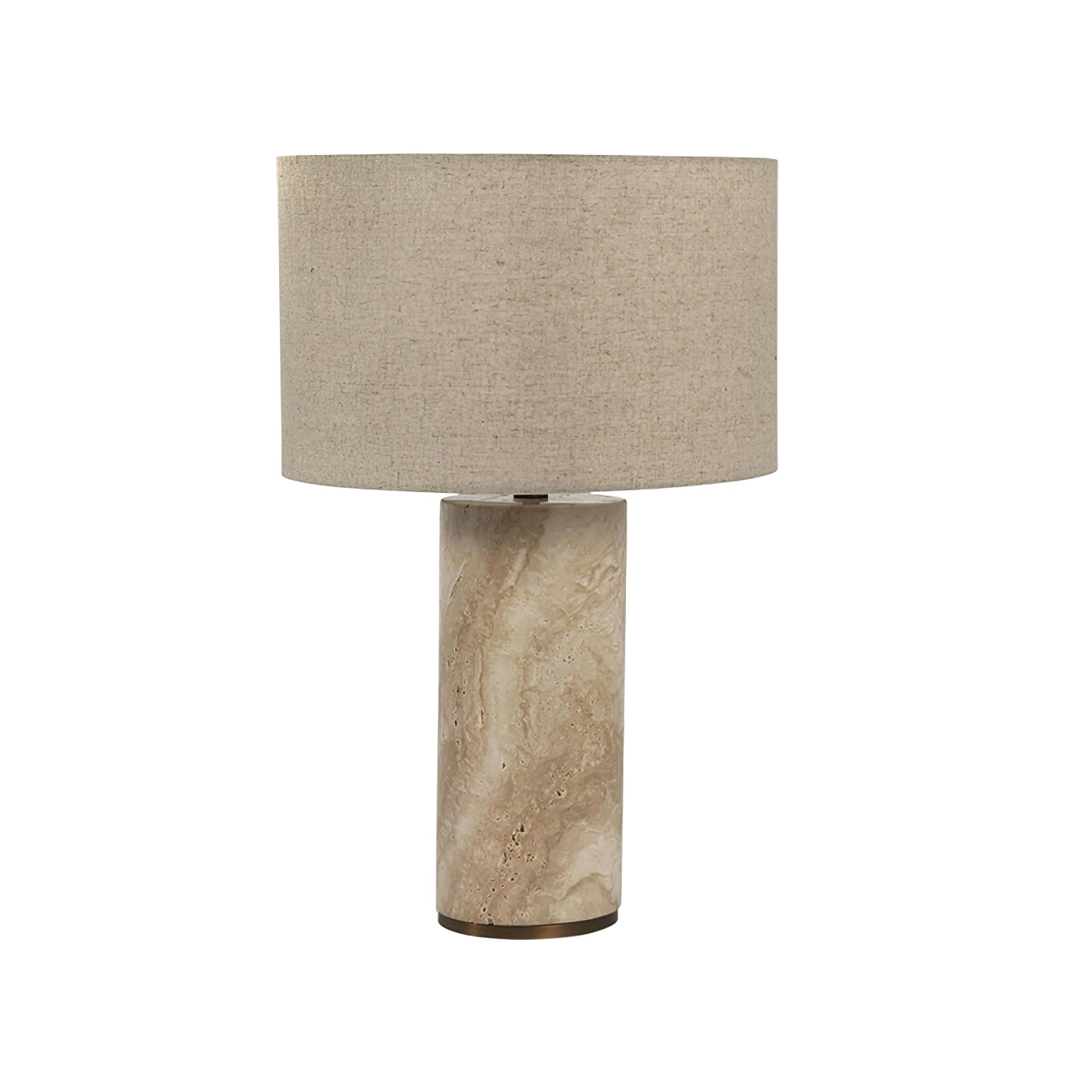 Vonoryra Cylindrical Travertine Table Lamp - Neutral Decor