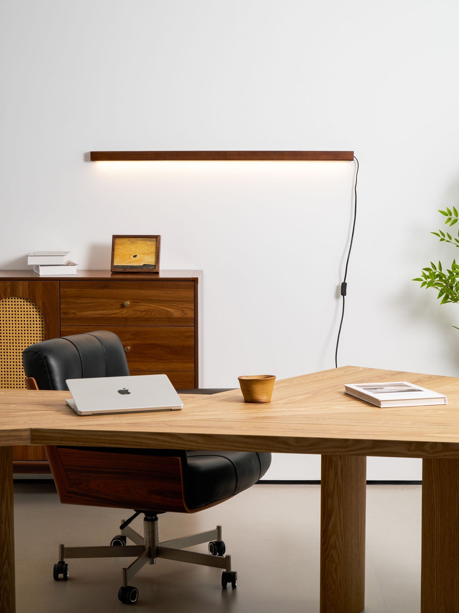 Bryf Wall Lamp Linear Wood Plug In