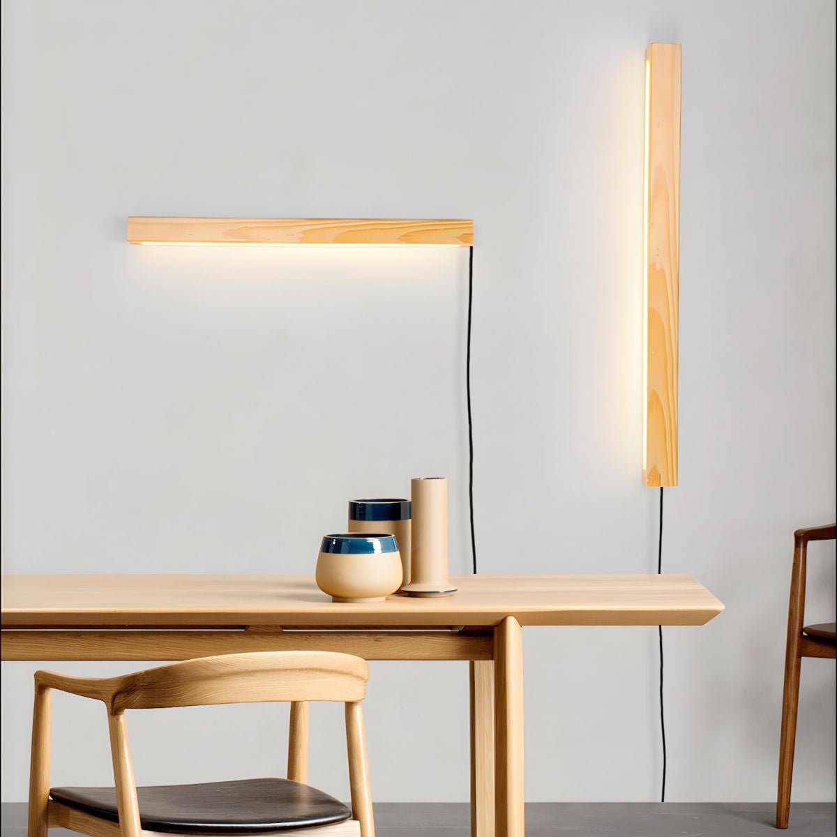 Bryf Wall Lamp Linear Wood Plug In
