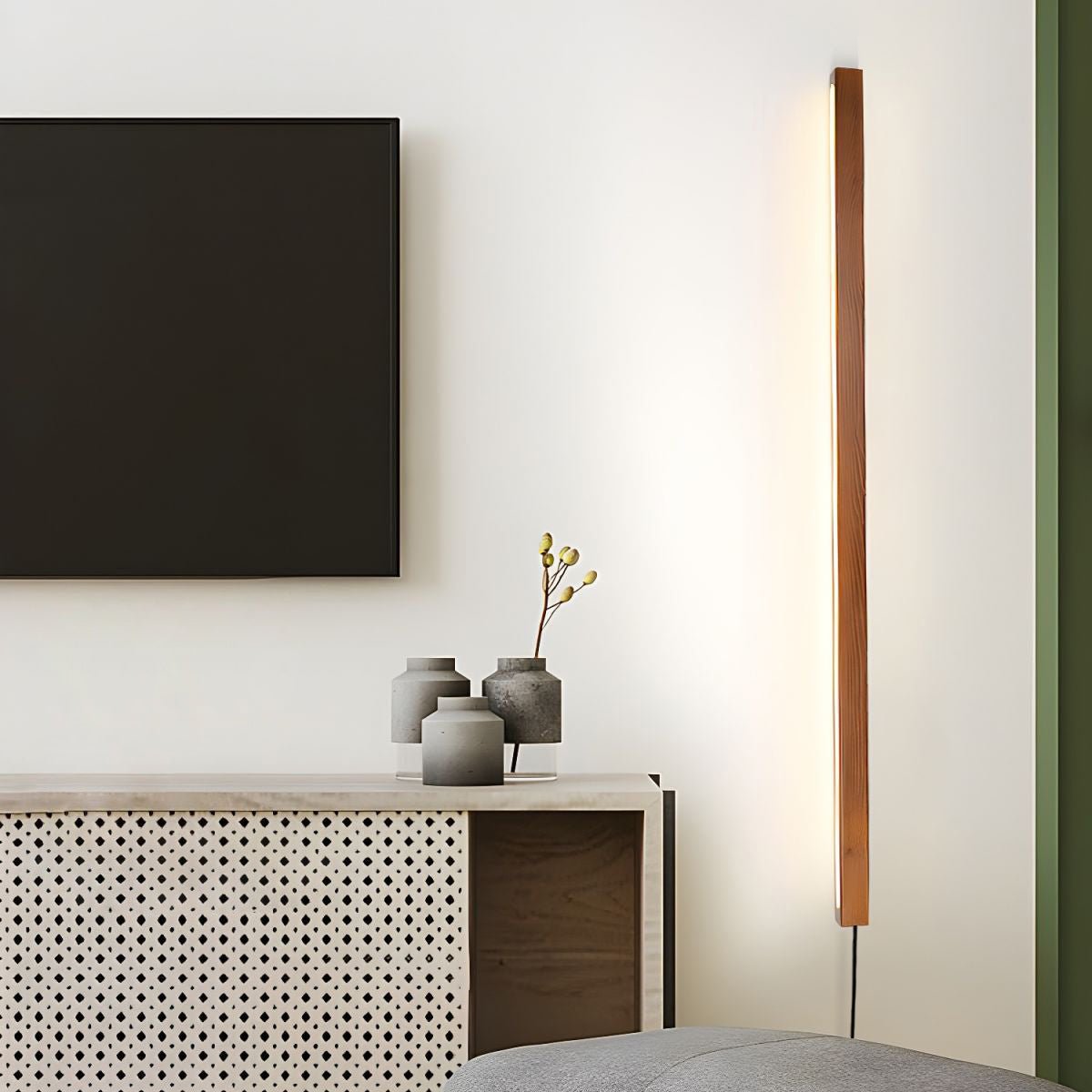 Bryf Wall Lamp Linear Wood Plug In