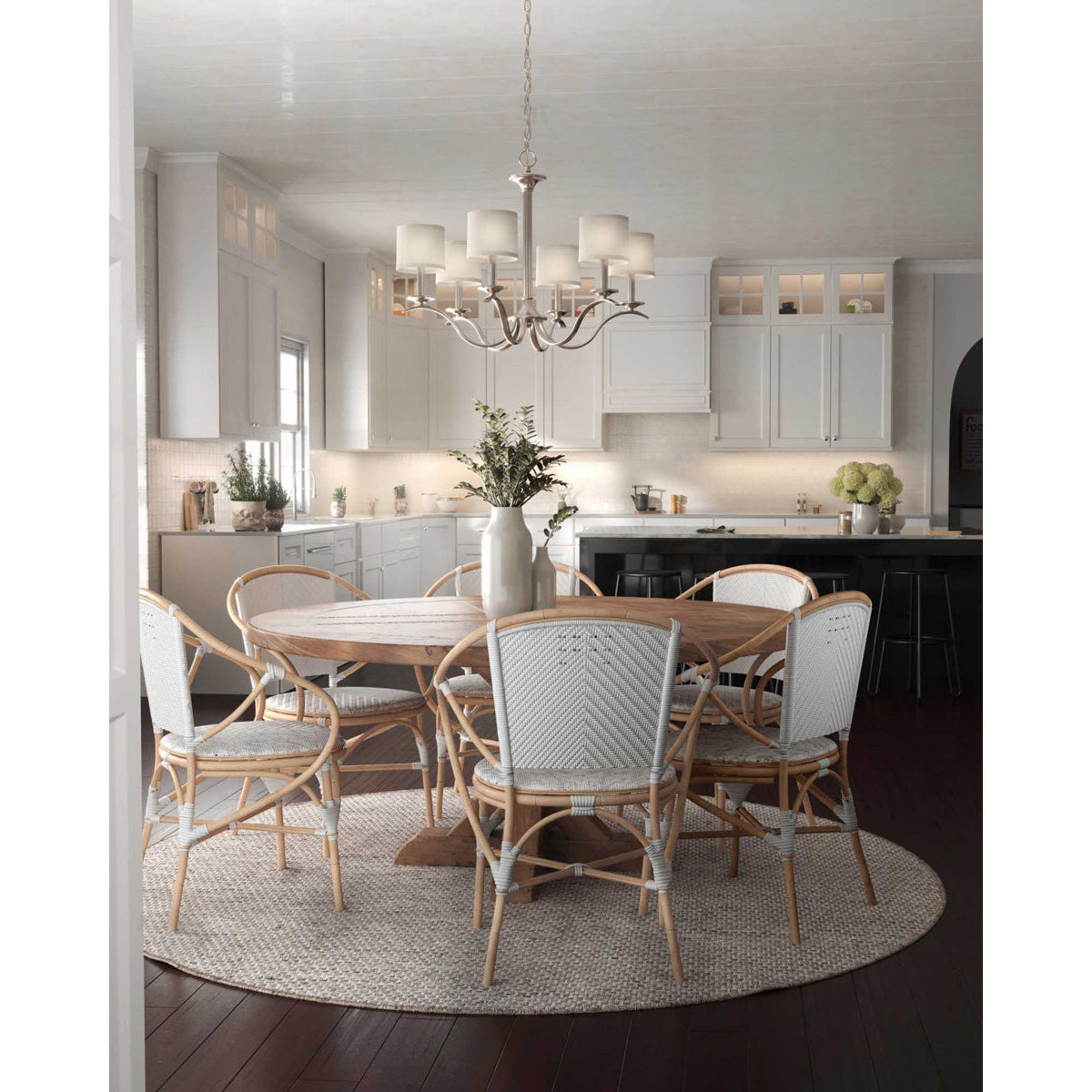 Vatnuvys Traditional Premium Brass Fabric Metal Chandelier