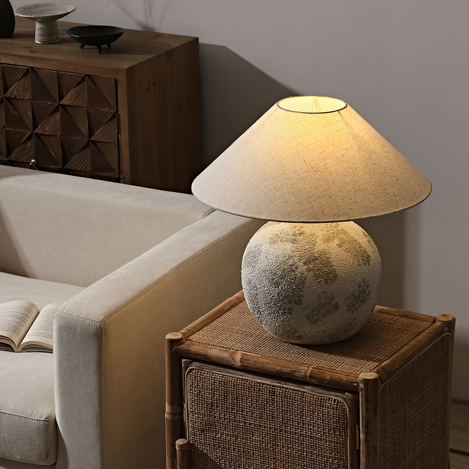 Riona Natural Fabric Ceramics Table Lamp