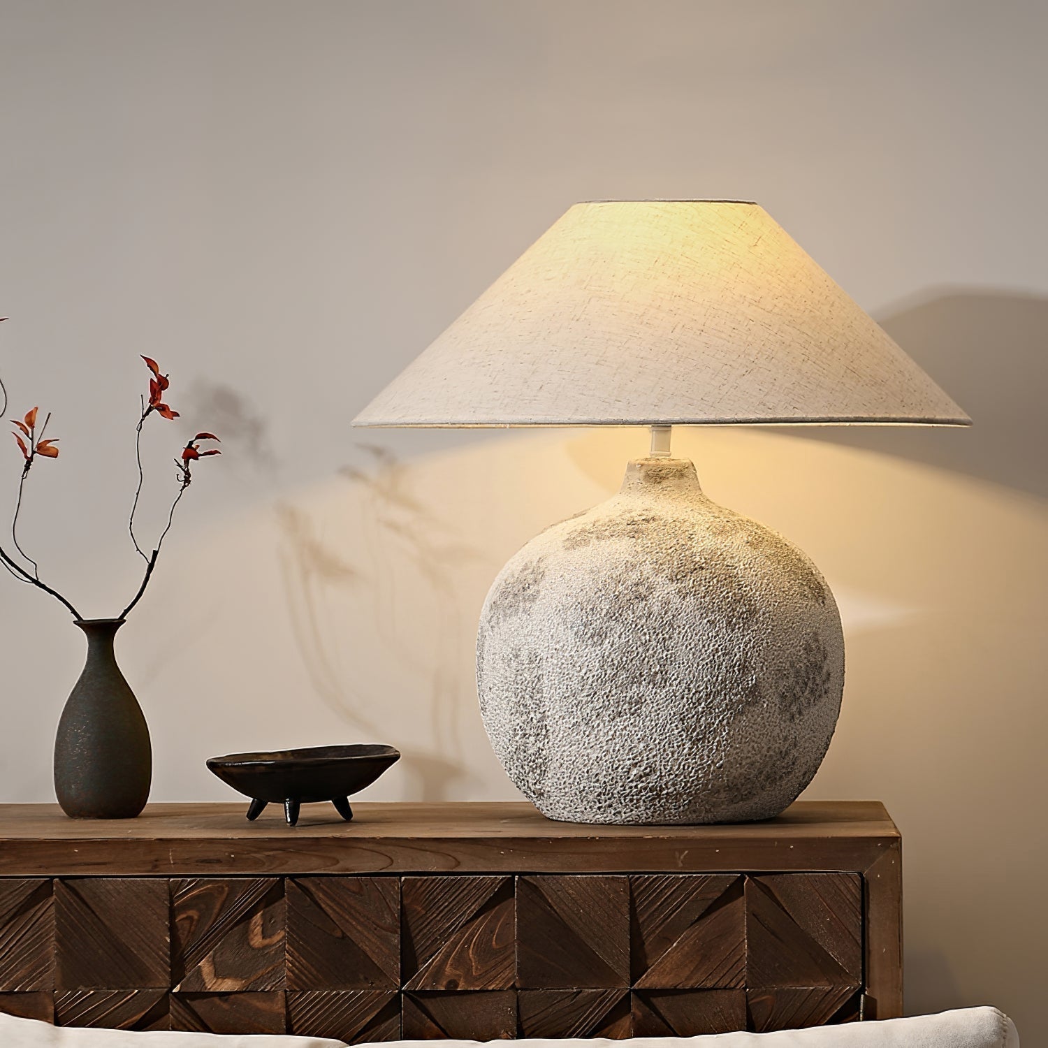 Riona Natural Fabric Ceramics Table Lamp