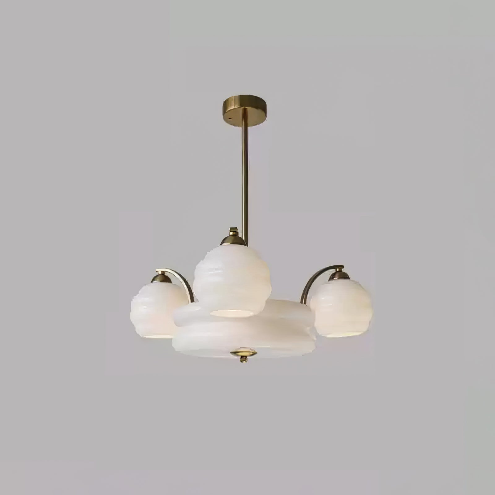 Lustra Chandelier Art Deco Vintage Gold Glass Shades - Neutral Decor