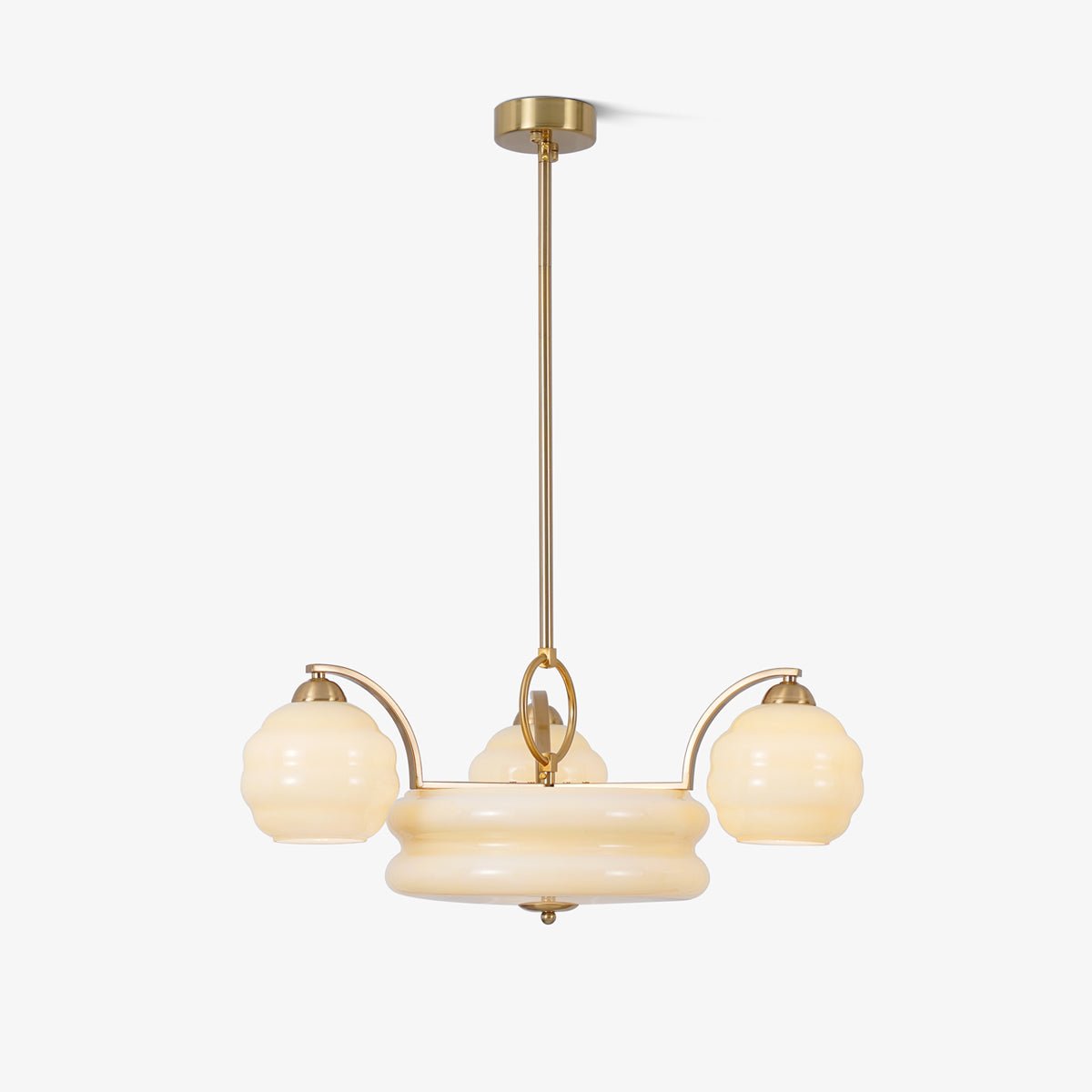Lustra Chandelier Art Deco Vintage Gold Glass Shades - Neutral Decor