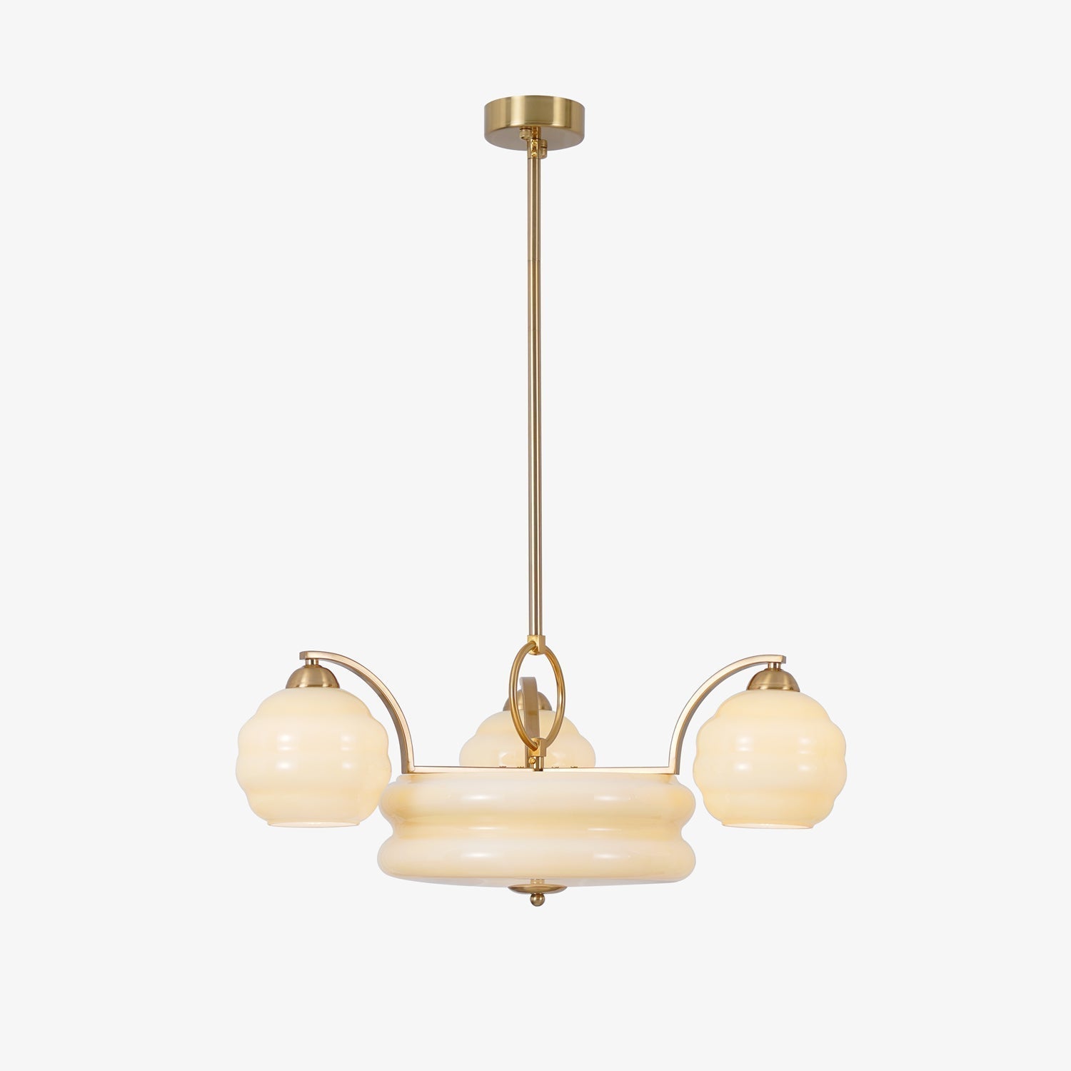 Lustra Chandelier Art Deco Vintage Gold Glass Shades - Neutral Decor