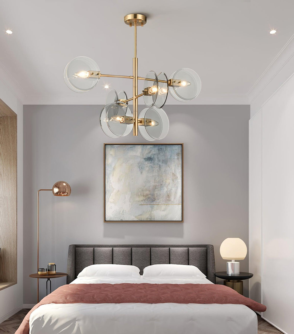 Celanine Chandelier Smoke Glass Round Layered