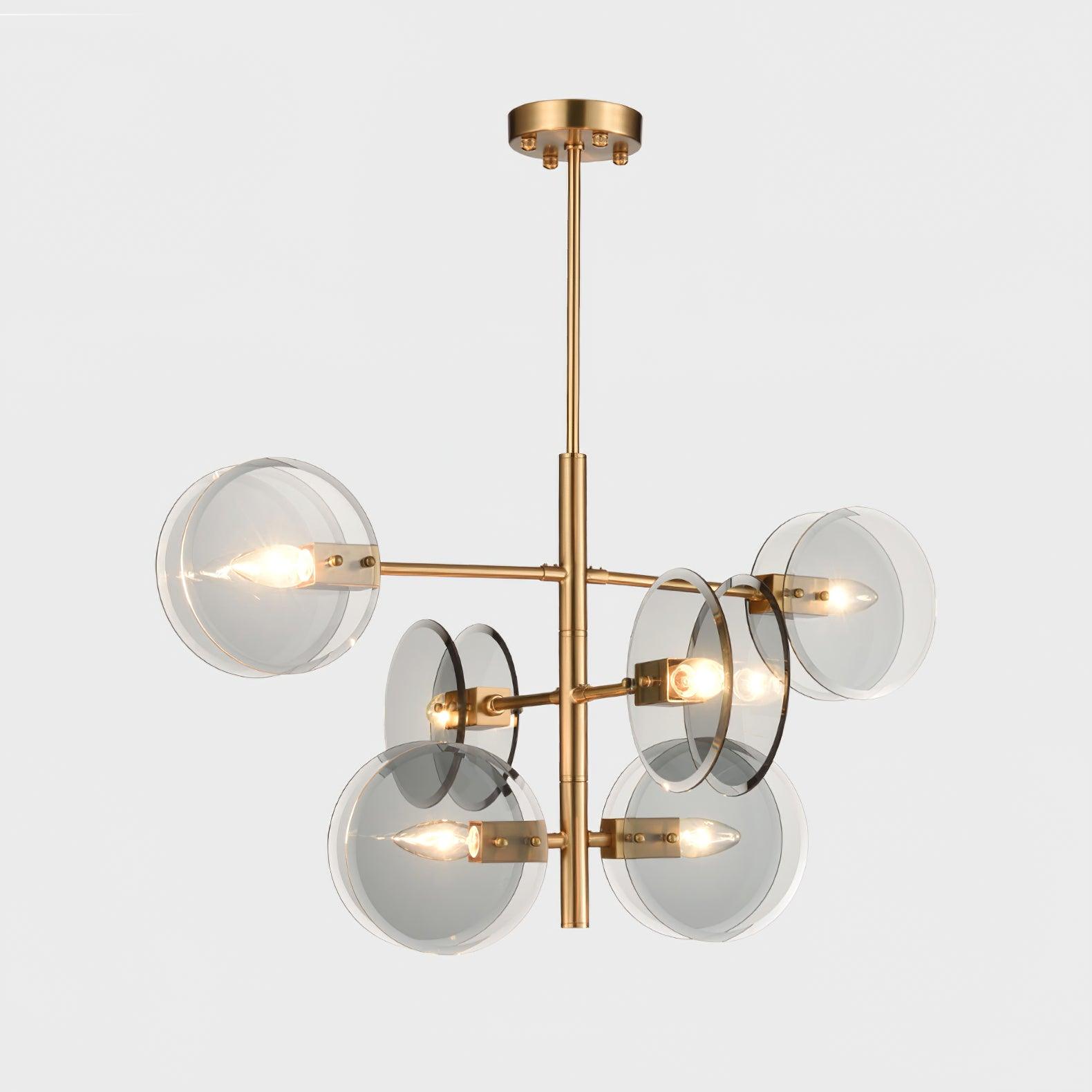 Celanine Chandelier Smoke Glass Round Layered