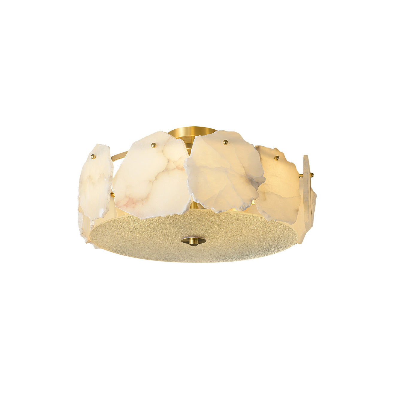 Elay Sophisticated Disc Flat Alabaster Glass Ceiling Light