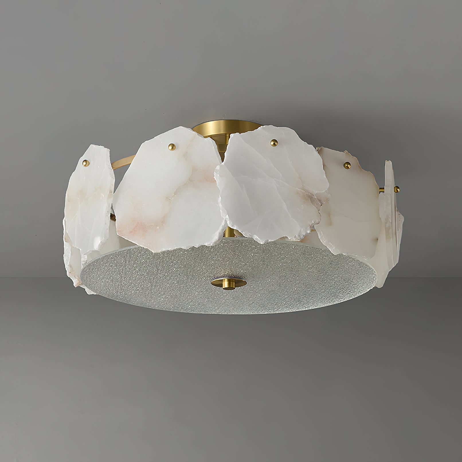 Elay Sophisticated Disc Flat Alabaster Glass Ceiling Light