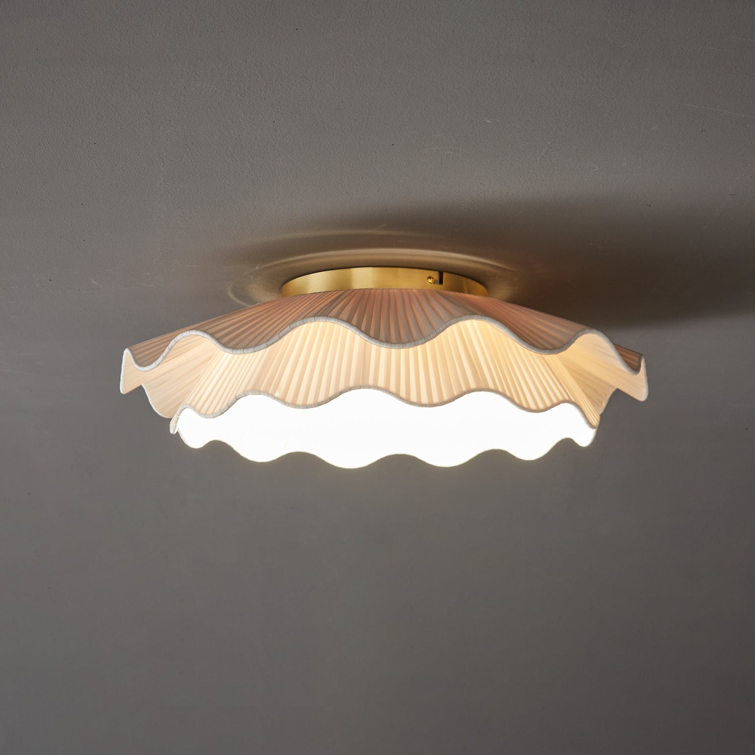 Carielle Fabric Wave Ceiling Light Brass