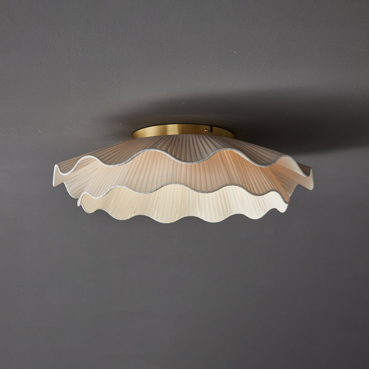 Carielle Fabric Wave Ceiling Light Brass