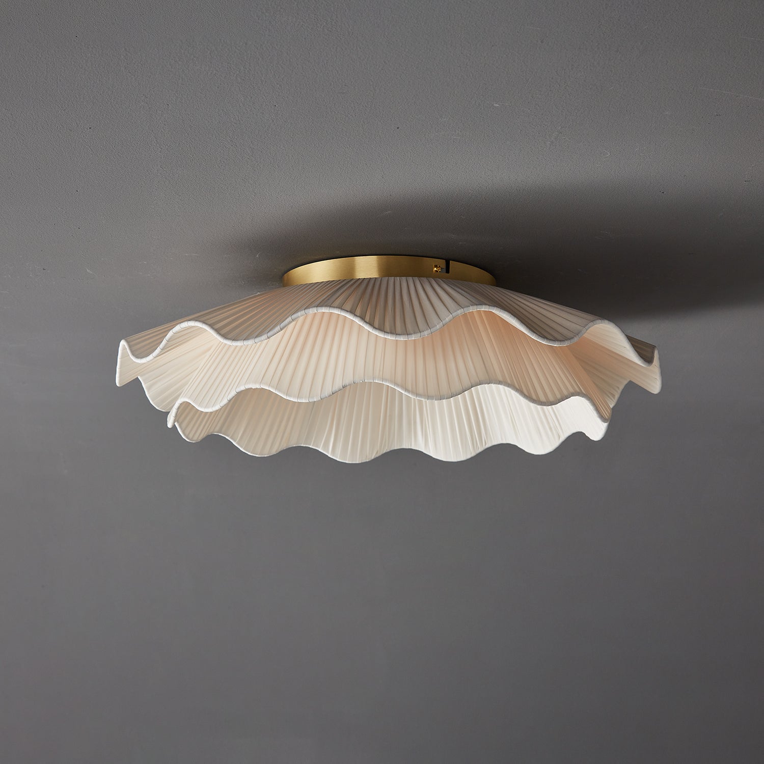 Carielle Fabric Wave Ceiling Light Brass