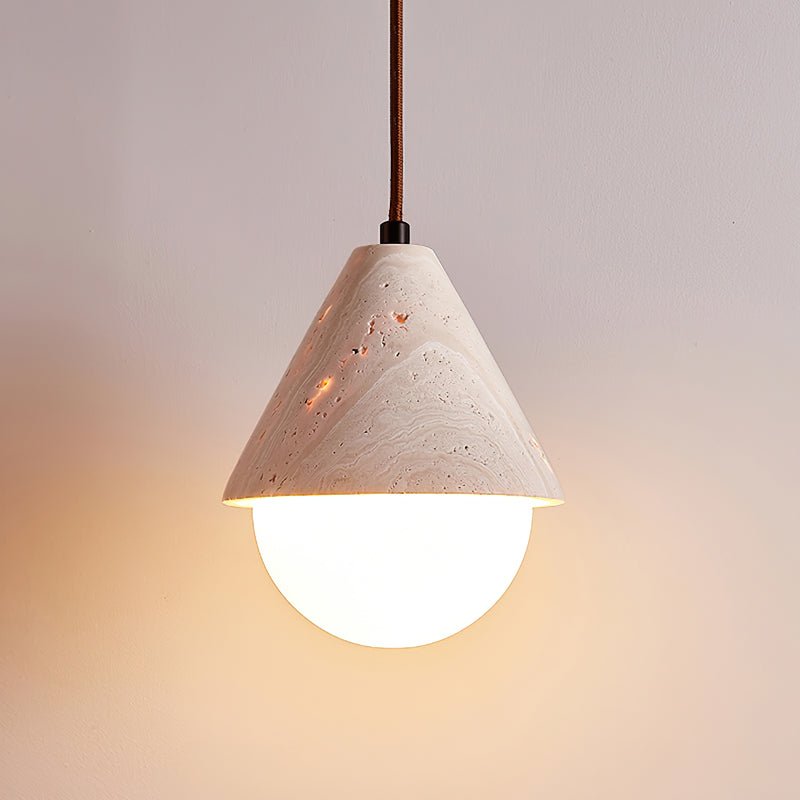 Valaliella Cone Hemisphere Travertine Pendant Light
