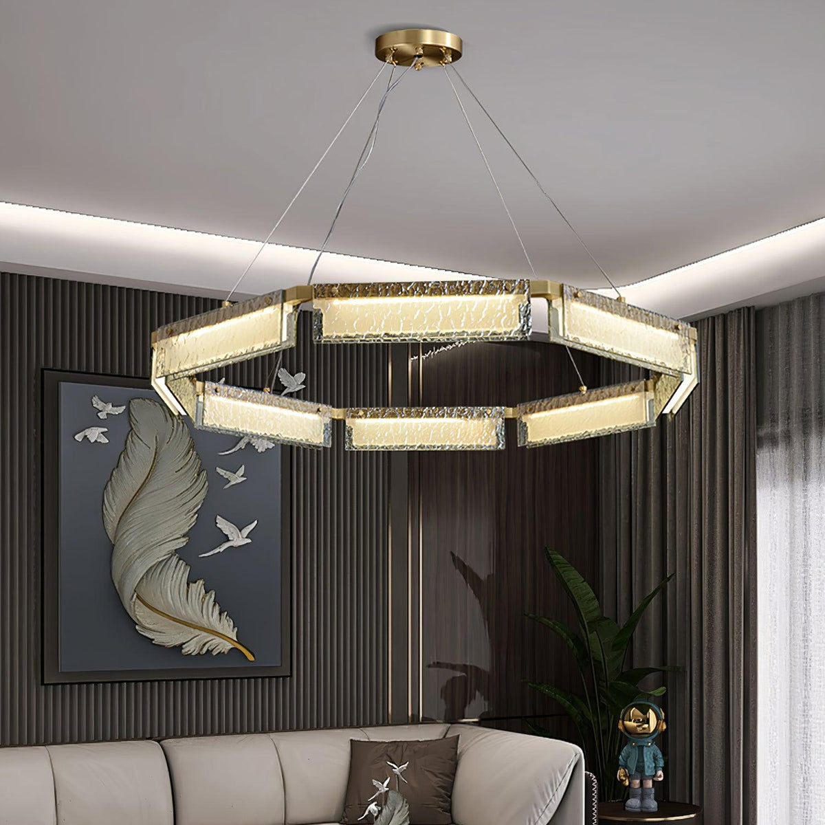 Hexa Luxury Glass LED Chandelier