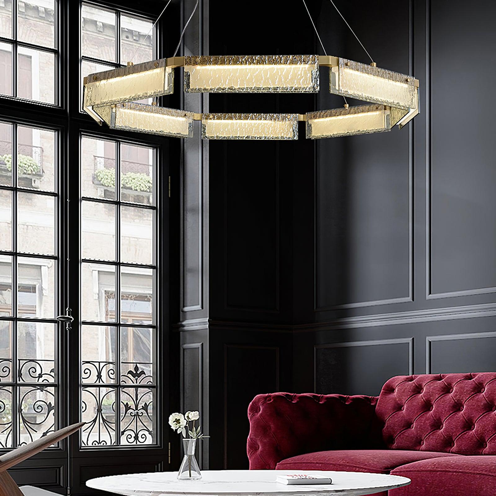 Hexa Luxury Glass LED Chandelier