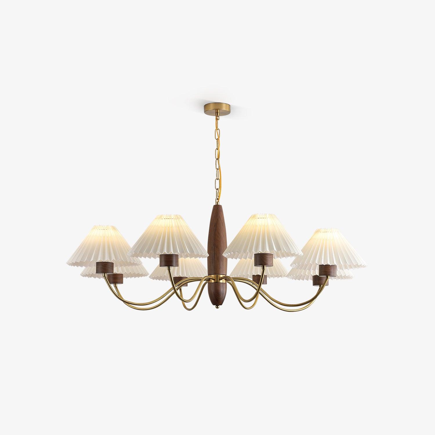 Rinalira Chandelier Walnut Brass Elegant