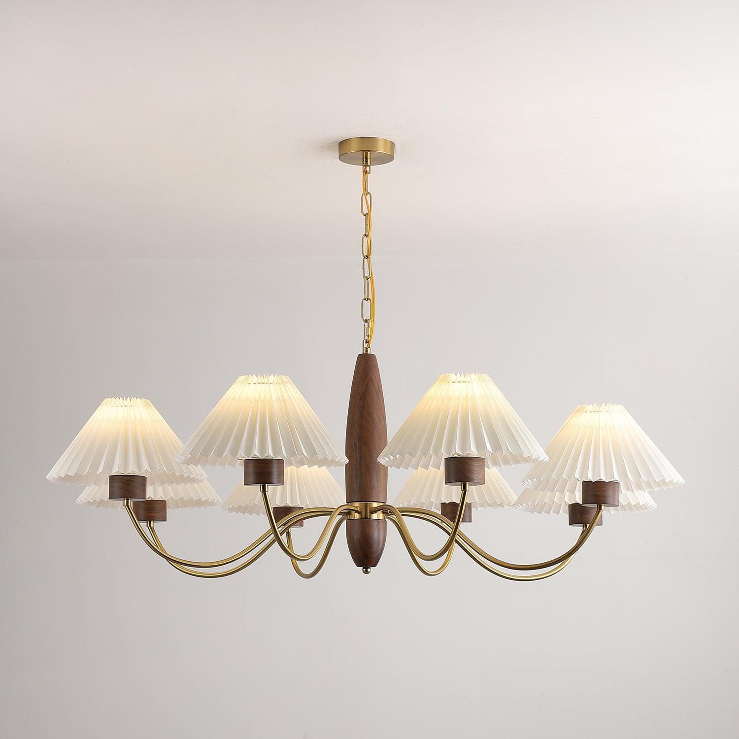 Rinalira Chandelier Walnut Brass Elegant