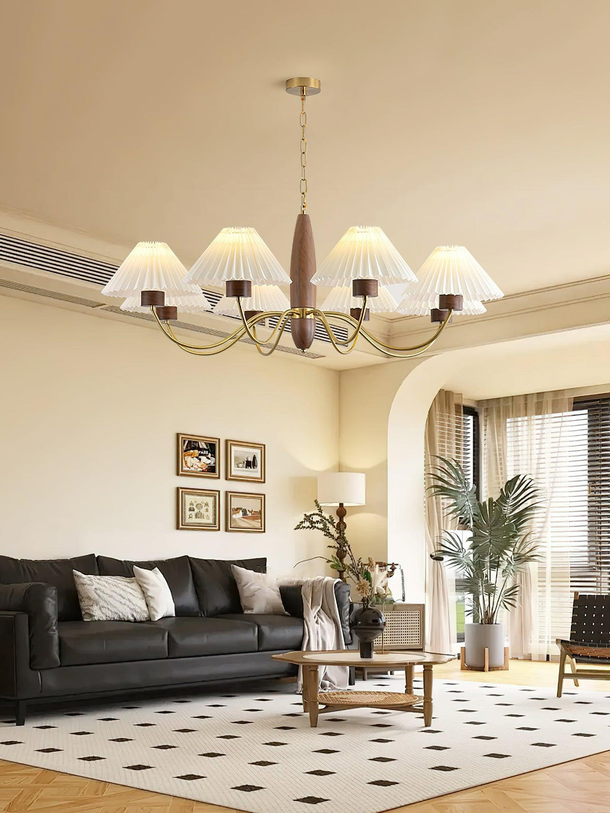 Rinalira Chandelier Walnut Brass Elegant
