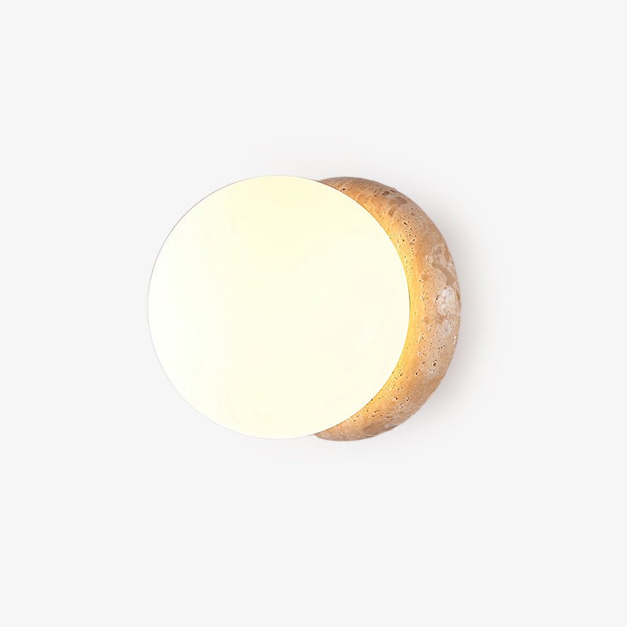 Taverelia Round-Plate Travertine Wall Light