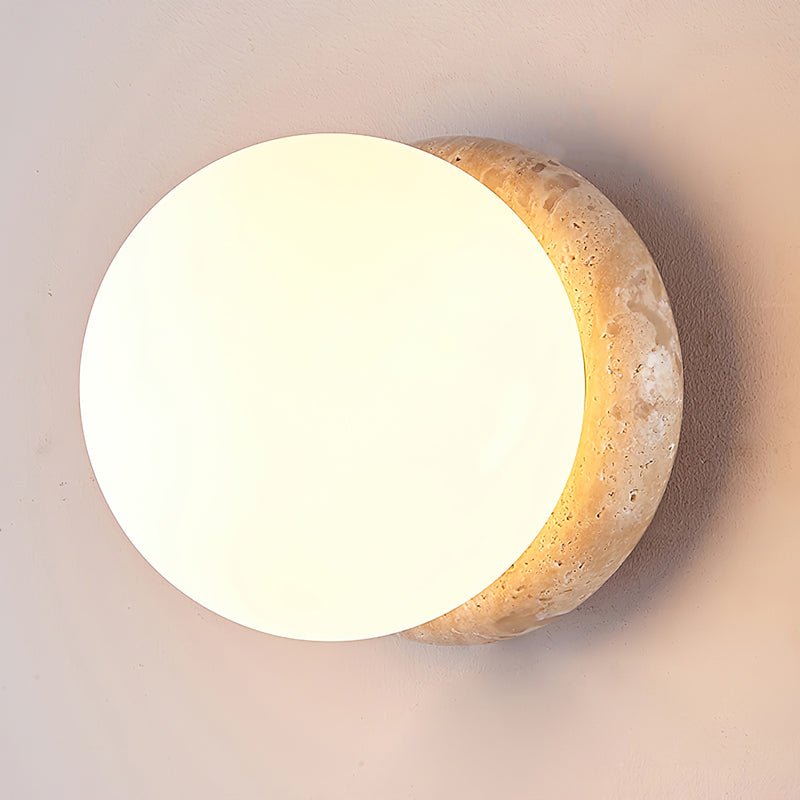 Taverelia Round-Plate Travertine Wall Light