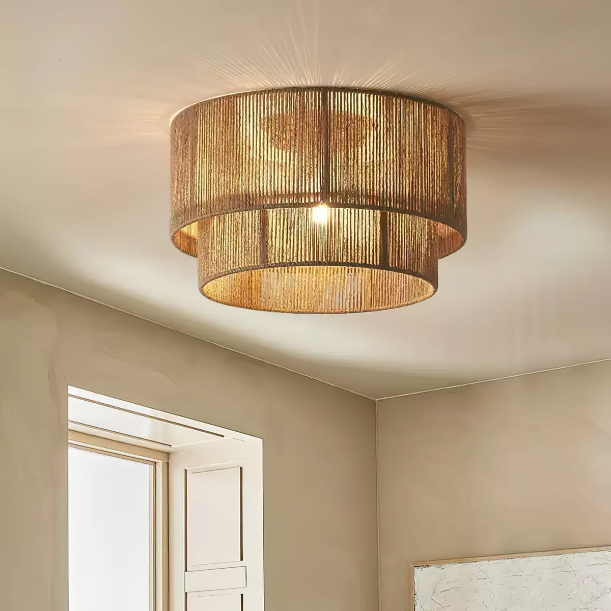 Cevynara Elegance Natural Woven Ceiling Lamp