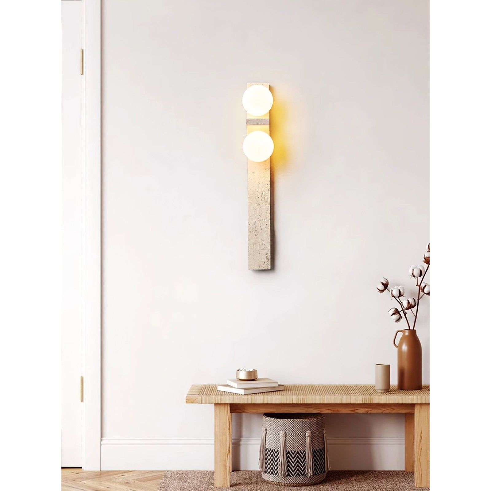 Eirikuvys Organic Modern Minimalist Travertine Wall Sconce - Neutral Decor