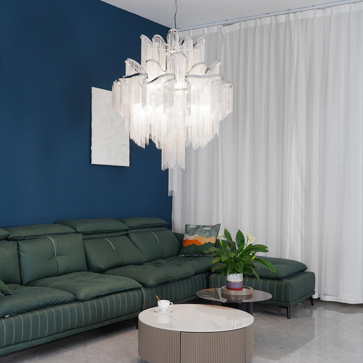 Lustra Pendant Lamp Stream Chain Nickel