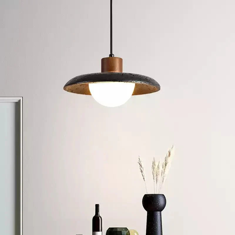 Zenk Black Travertine Dome Pendant Lamp