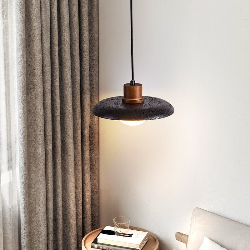 Zenk Black Travertine Dome Pendant Lamp