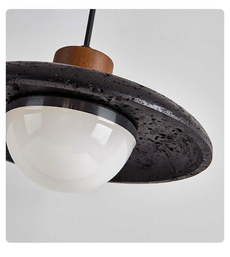 Zenk Black Travertine Dome Pendant Lamp