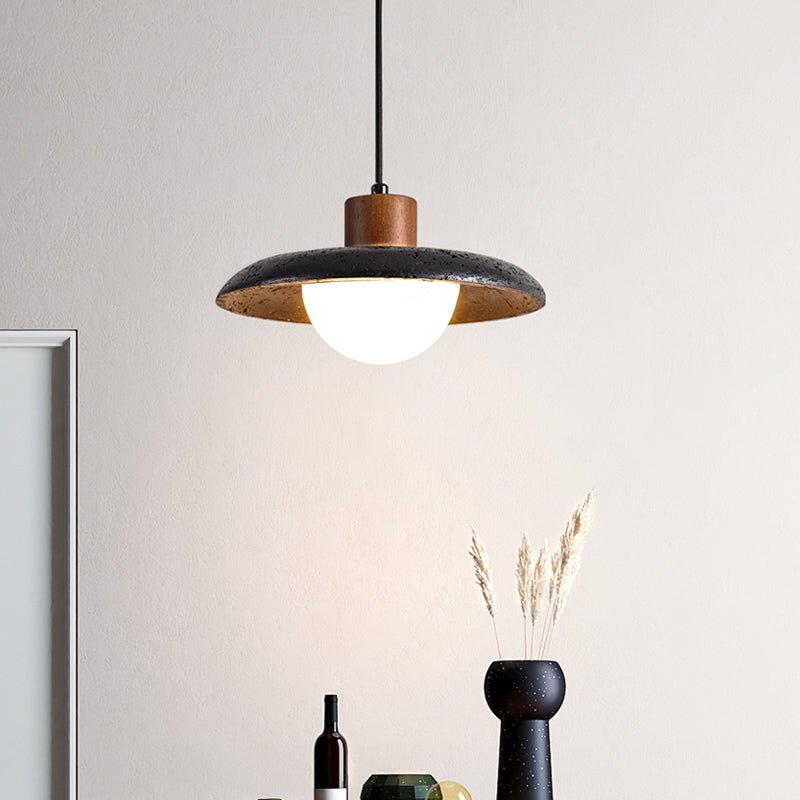 Zenk Black Travertine Dome Pendant Lamp