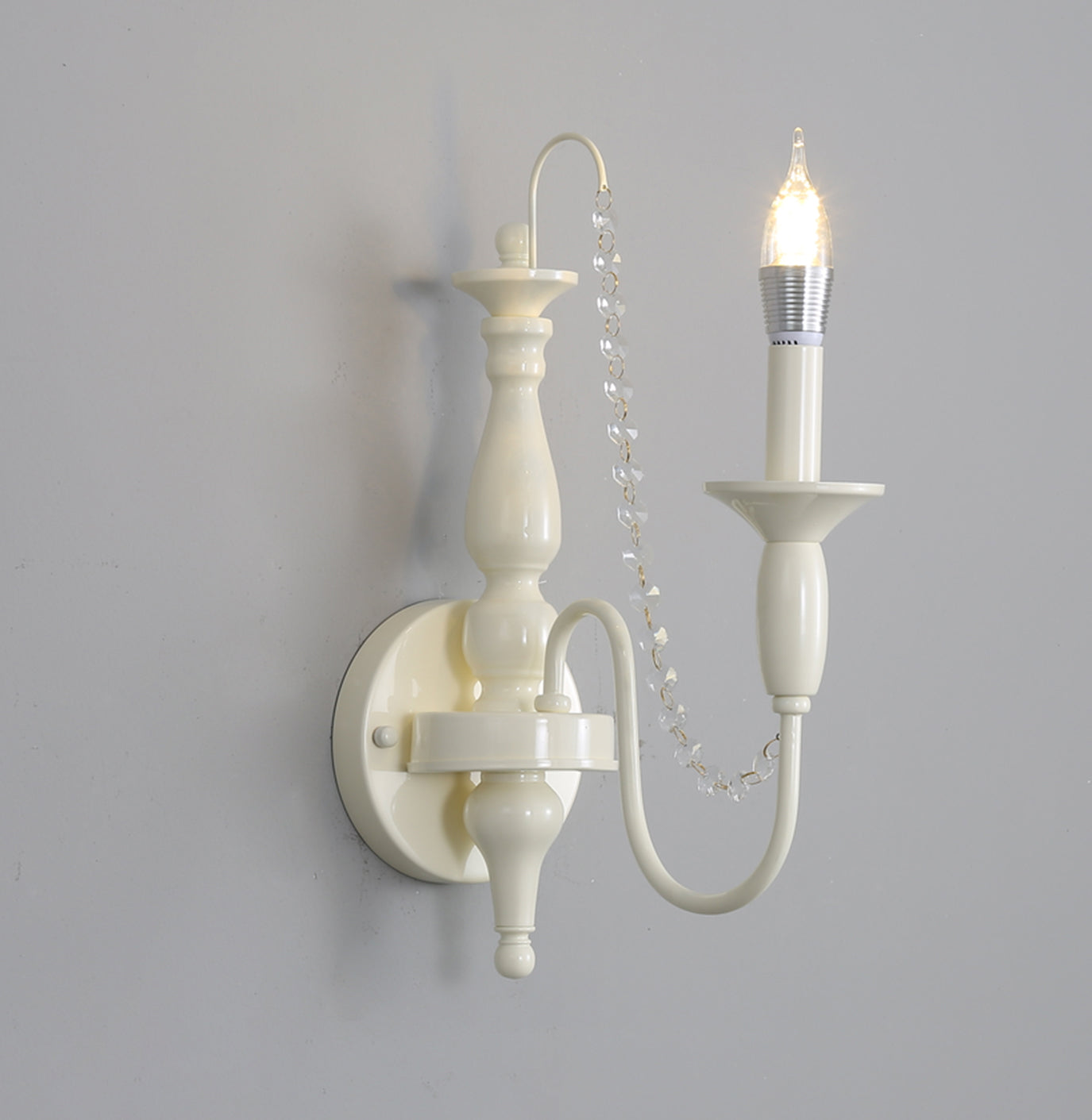Jarnbruvys Traditional Candle Metal Crystal Wall Lamp