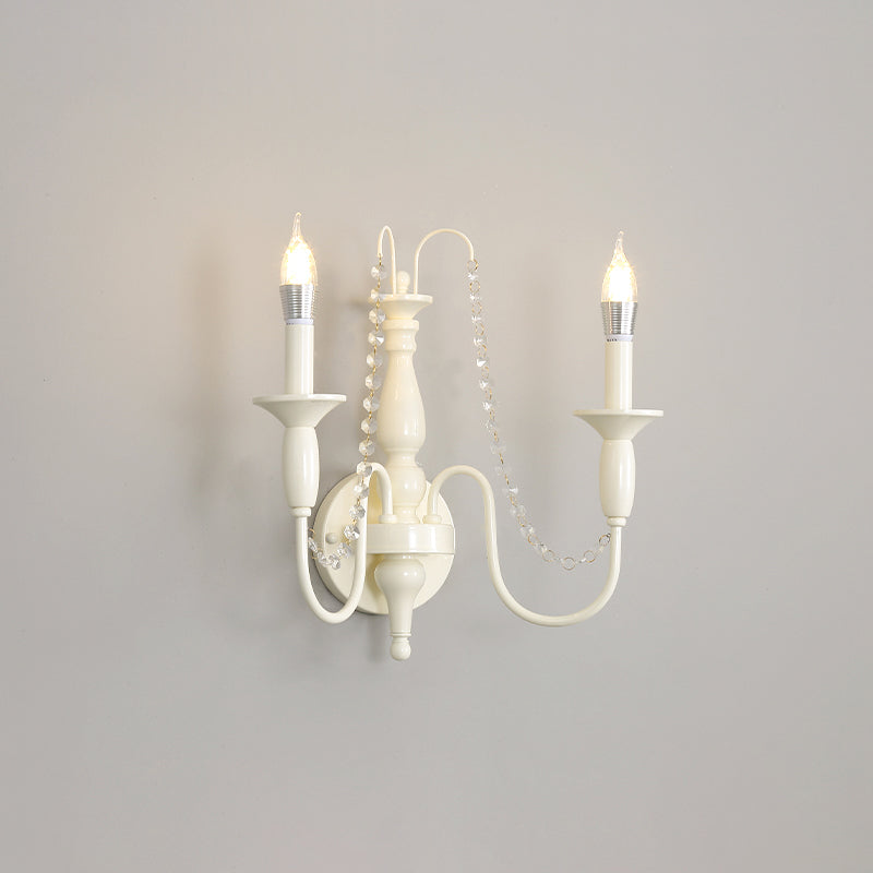 Jarnbruvys Traditional Candle Metal Crystal Wall Lamp