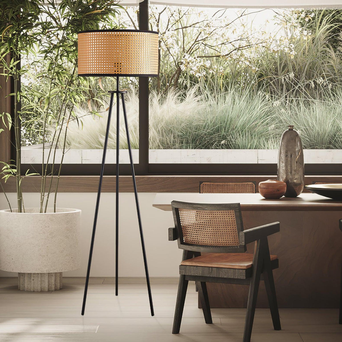 Trio Vintage Bamboo Floor Lamp