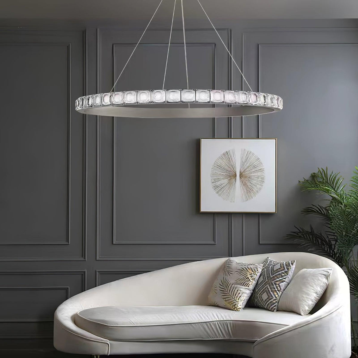 Avzorion Modern Minimalist Ring Glass Chandelier
