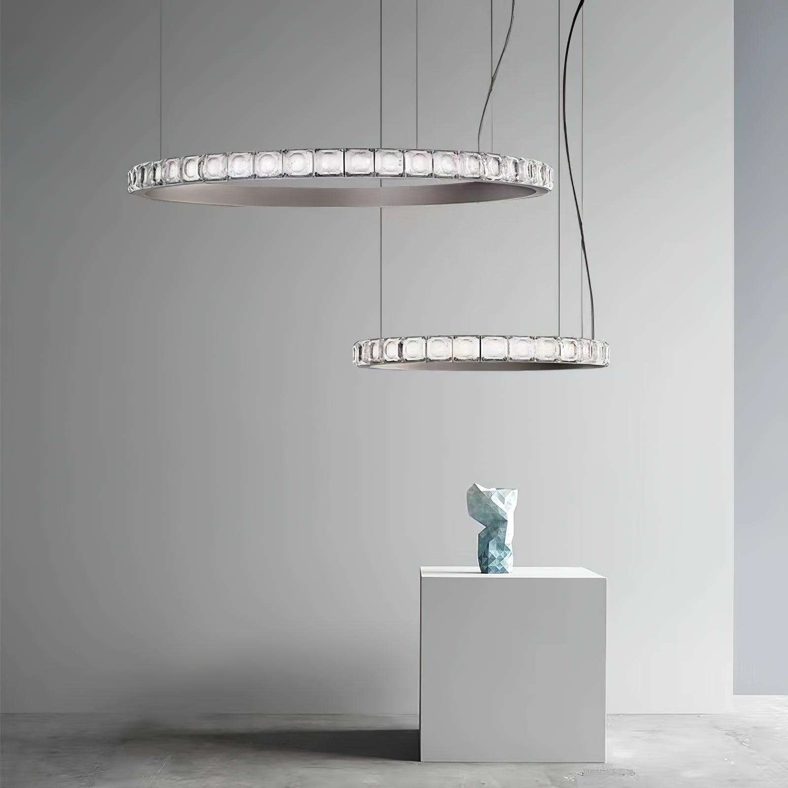 Avzorion Modern Minimalist Ring Glass Chandelier