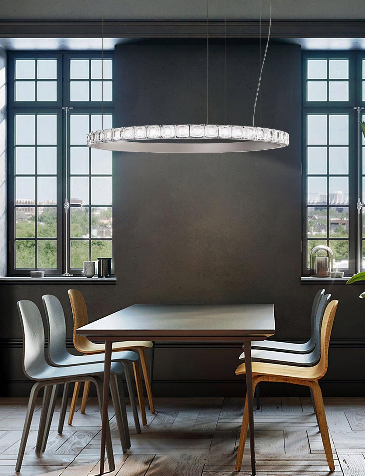 Avzorion Modern Minimalist Ring Glass Chandelier