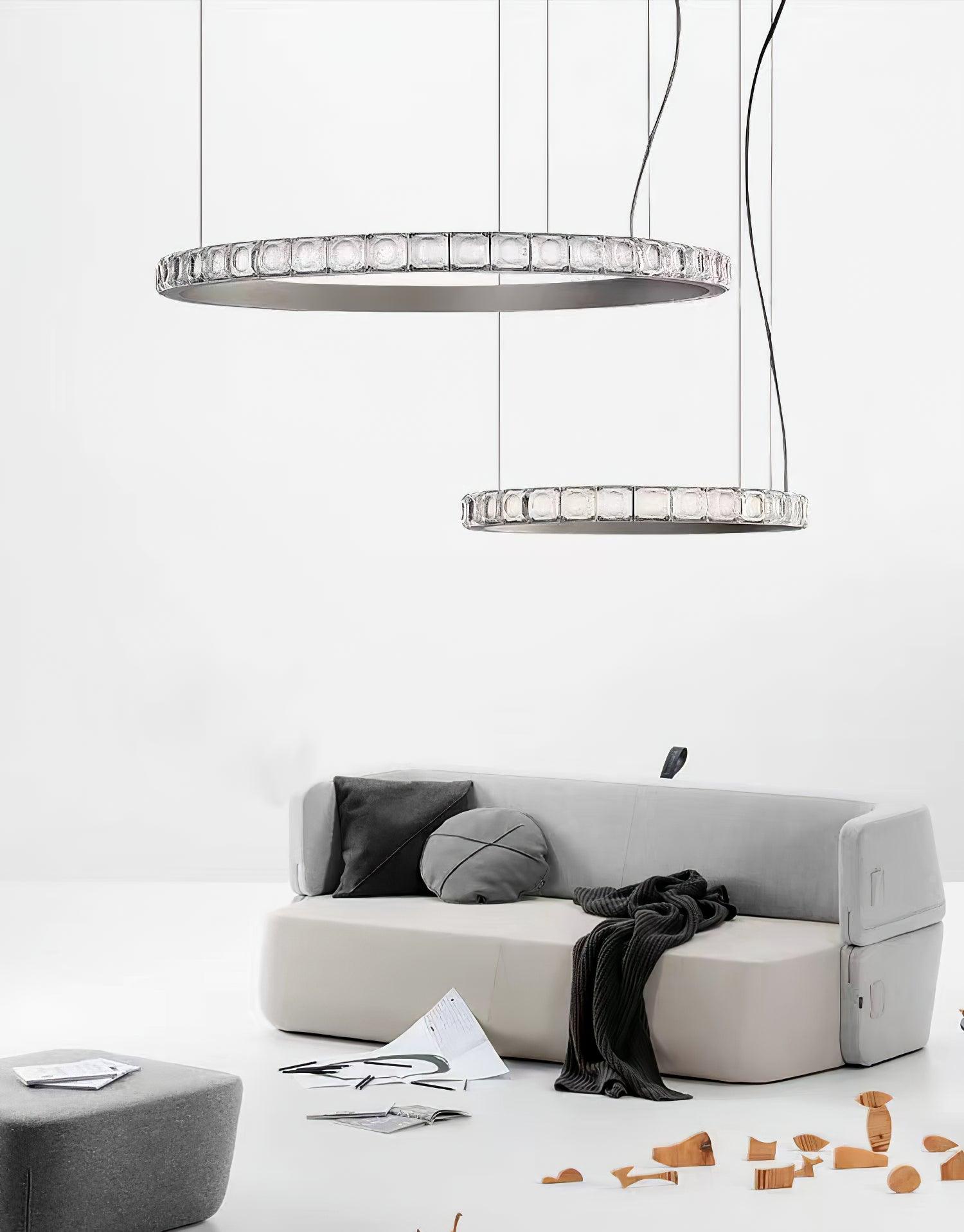 Avzorion Modern Minimalist Ring Glass Chandelier