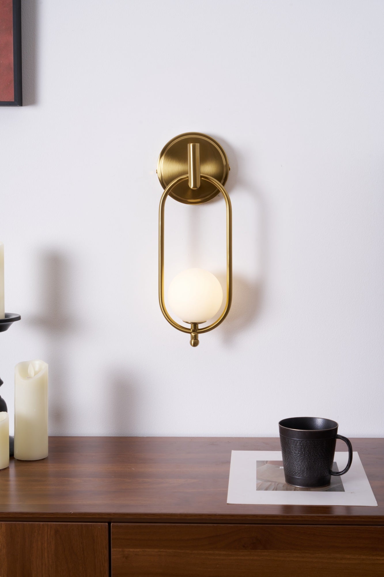 Cumirisra Modern Minimalist Brass Glass Wall Light